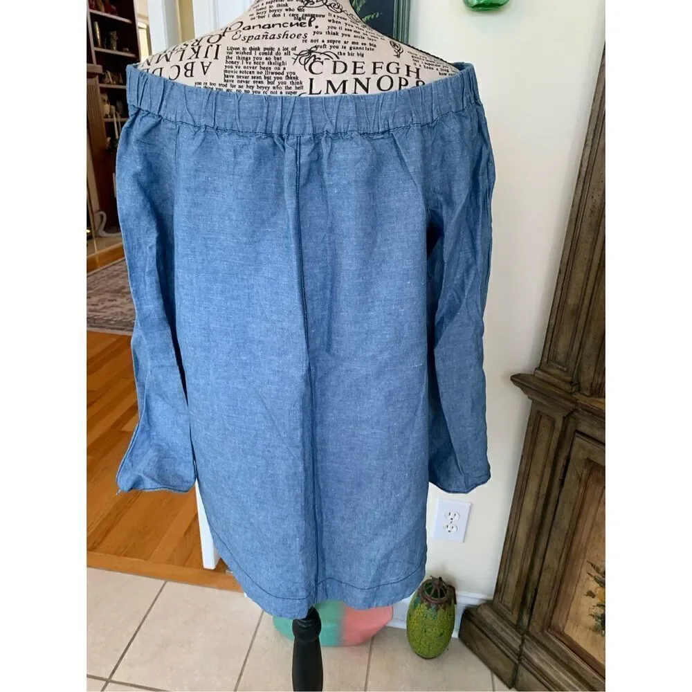 Free People Denim Off The Shoulder Top Chambray